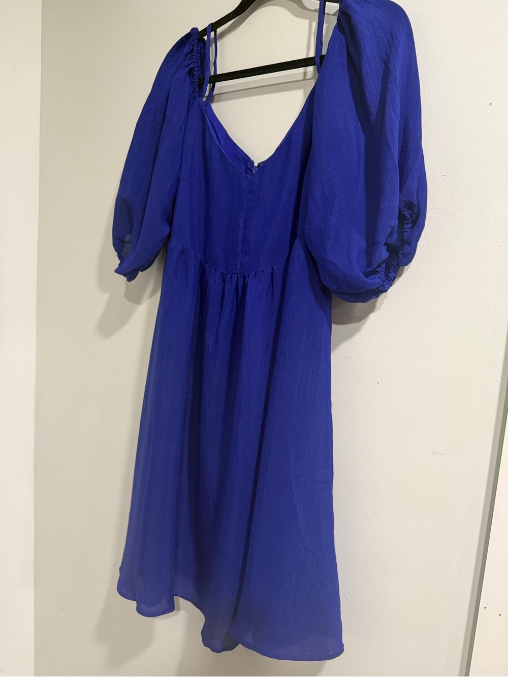 Moulinette Soeurs Royal Blue Puff Sleeve Midi Dress
